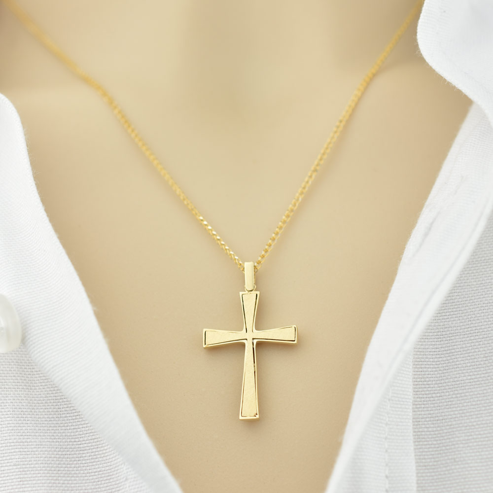 Χρυσός Σταυρός Κ14 Διπλής Όψης